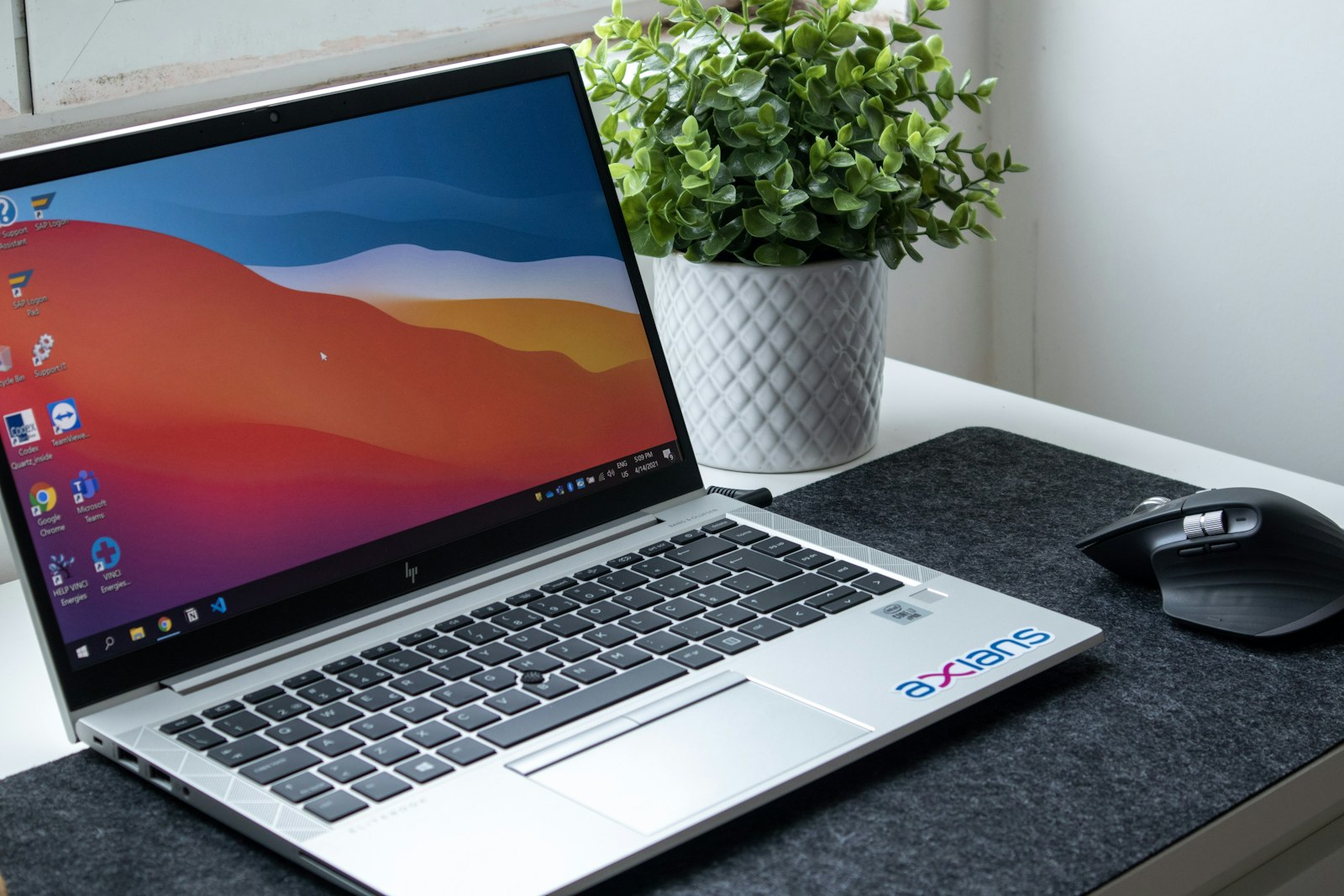A Windows laptop on a desk